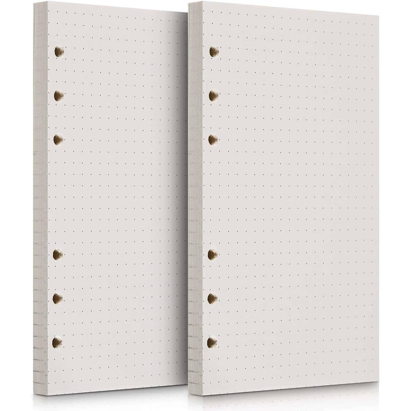 OMEYA A6 Refill Paper, 320 Pages A6 Loose Leaf Paper 6 Hole Notebook Refills for 6 Ring Refillable Binder Notebook Planner Diary Journals Painting Personal Organiser-Dotted Pages - Image 1